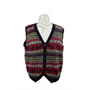 Erika Vintage Patterned Sweater Vest- Lg